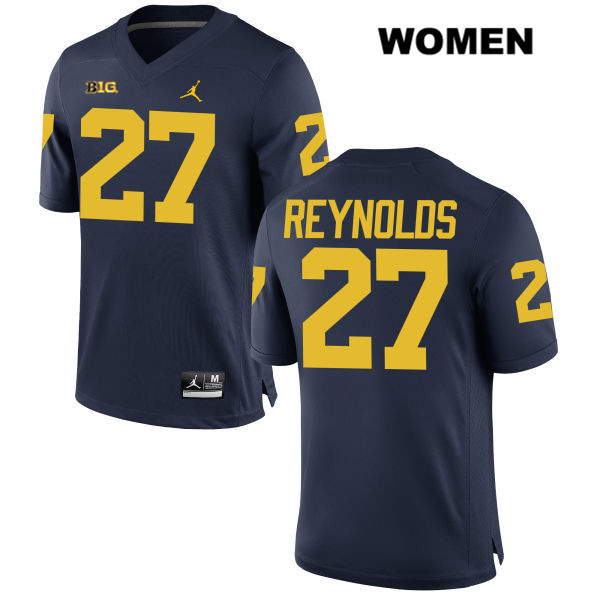 Women's NCAA Michigan Wolverines Hunter Reynolds #27 Navy Jordan Brand Authentic Stitched Football College Jersey VV25G76CS